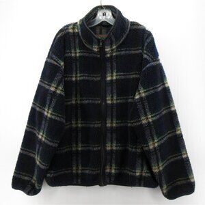VINTAGE Field & Stream Jacket Large Sherpa Fleece Tartan Plaid USA *